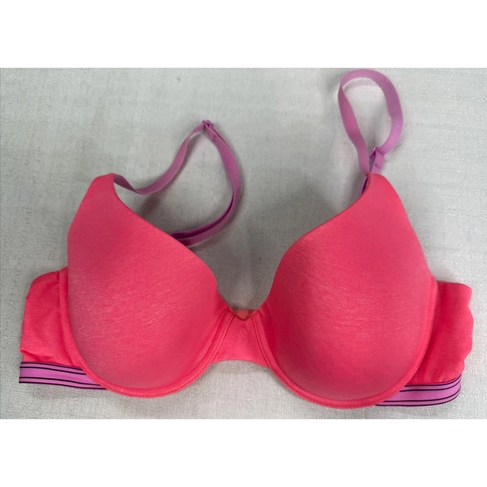Victoria's Secret Uplift Semi Demi Bra Size 36B Neon Pink Adjustable Straps